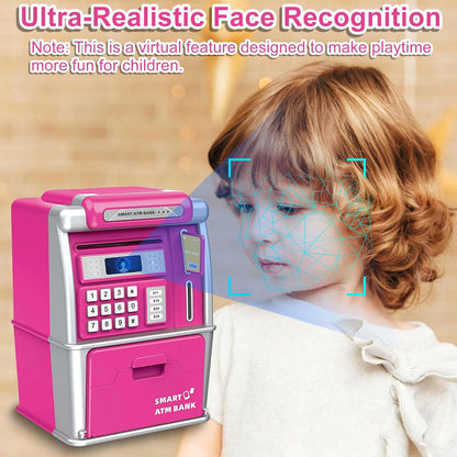 Piggy Bank for Kids, ATM Machine for Real Money with Password Lock, Electronic Savings Box, ATM Piggy Bank Gifts for 3-12 Year Old Girls Boys