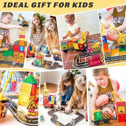 Coodoo Kids Games Magnetic Tiles Road Set