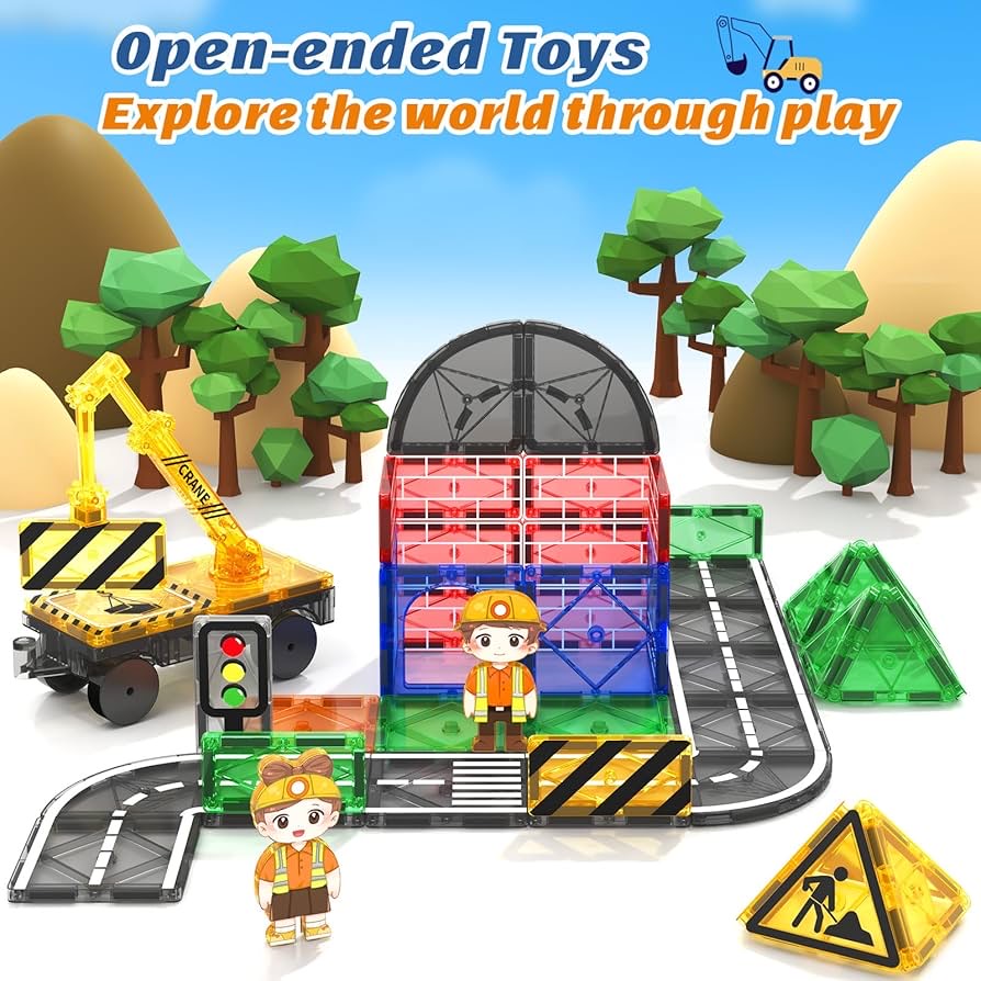 Coodoo Kids Games Magnetic Tiles Road Set