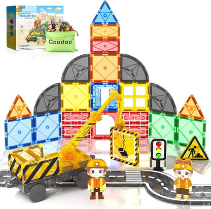 Coodoo Kids Games Magnetic Tiles Road Set