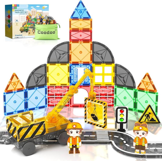 Coodoo Kids Games Magnetic Tiles Road Set