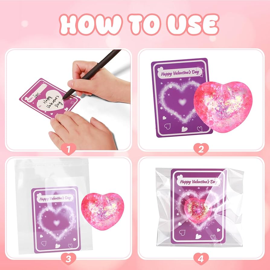 Valentines Gifts for Kids, 24 Pack Heart Stress Balls