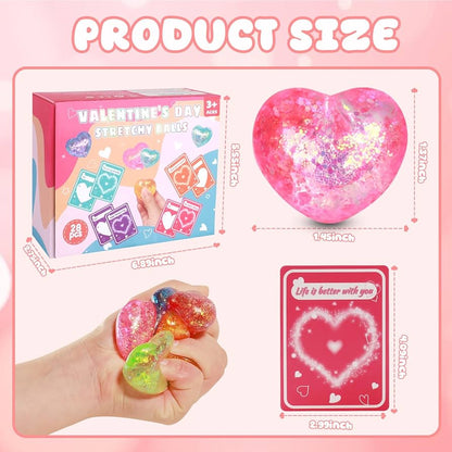 Valentines Gifts for Kids, 24 Pack Heart Stress Balls