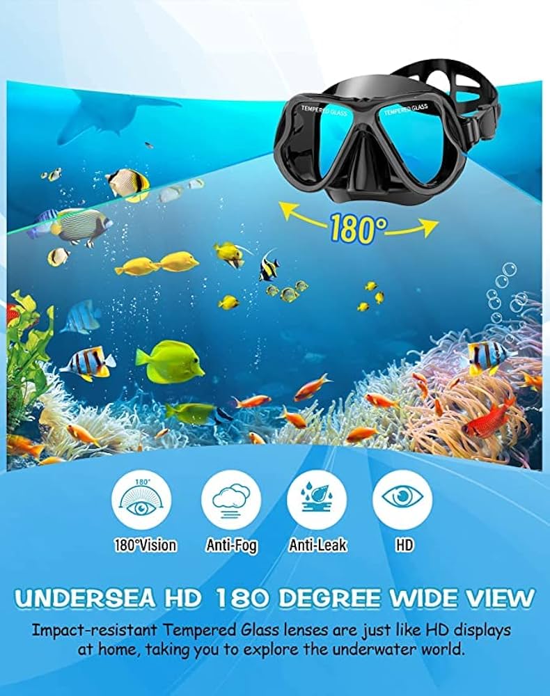 Eastern Watersports Pro Dry Snorkel Set with Anti Fog Panoramic Face Mask