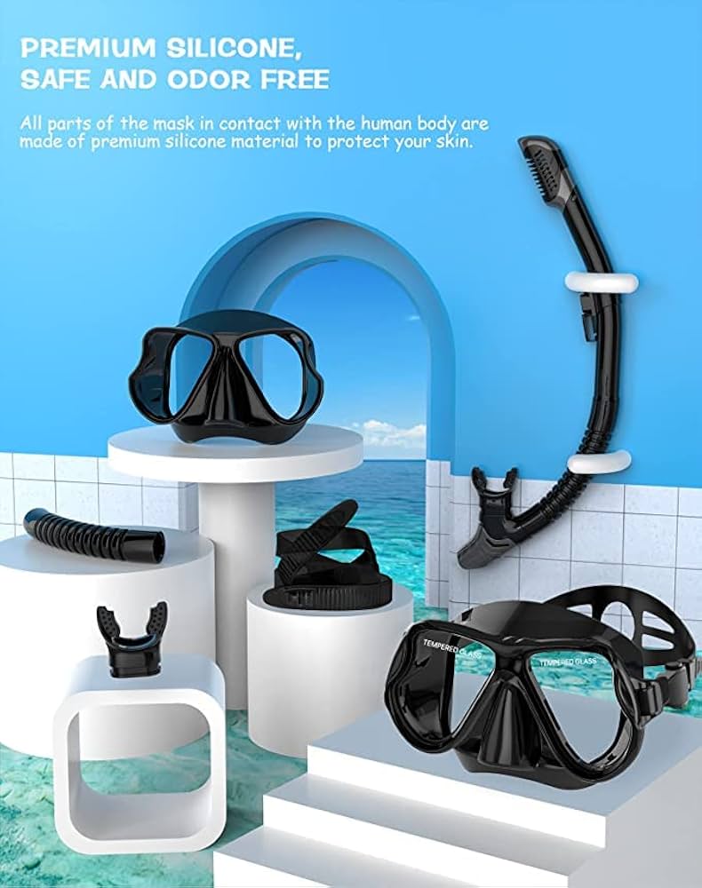 Eastern Watersports Pro Dry Snorkel Set with Anti Fog Panoramic Face Mask